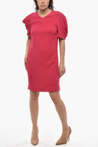 Einfarbiges Kleid MALIA mit V-Ausschnitt