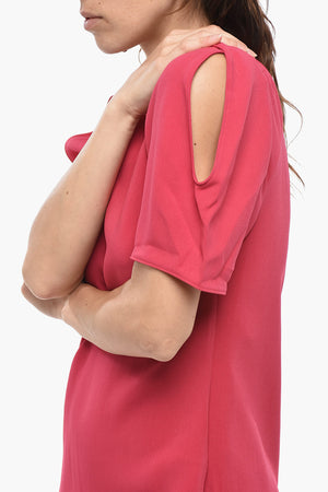 Einfarbiges Kleid MALIA mit V-Ausschnitt