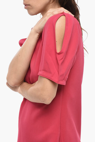 Einfarbiges Kleid MALIA mit V-Ausschnitt