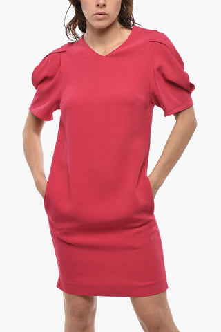 Einfarbiges Kleid MALIA mit V-Ausschnitt