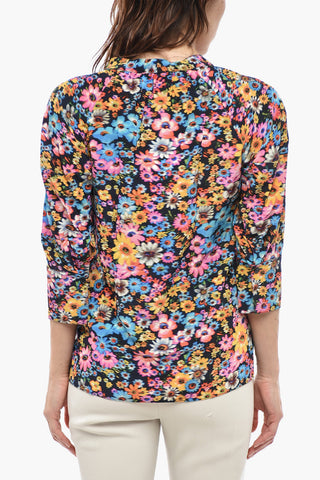 Silk Blouse SOPHIE with Floral Print and Bow Collar