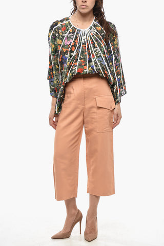Pantaloni Cargo Cropped Fit in Misto Cotone