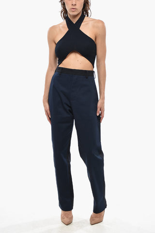 Einfarbiges Crop-Top Mit Wickeldesign Und Gekreuztem Halterkragen