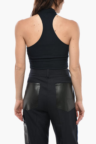Einfarbiges Crop-Top Mit Wickeldesign Und Gekreuztem Halterkragen