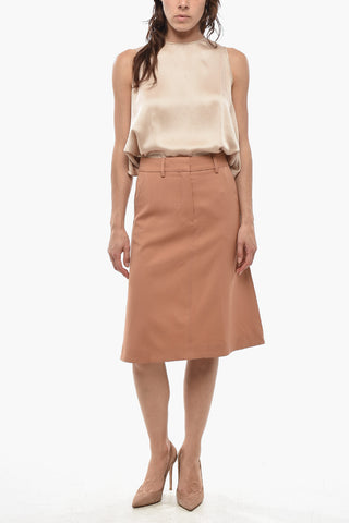 Wool Flared Midi Skirt