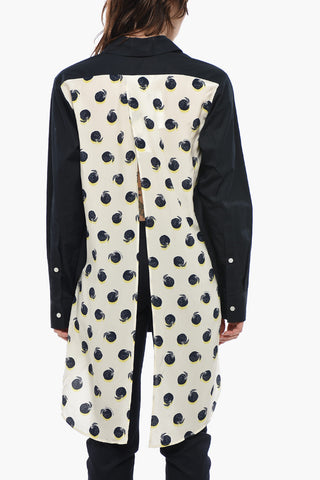 Camicia LOLA in Cotone Organico con Inserto in Seta a Fantasia