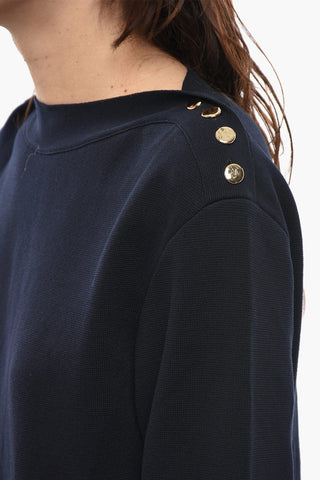Maglia in Cotone Leggero con Bottoni Dorati