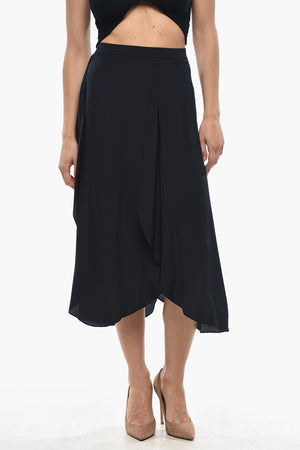 Silk Crepe de Chine Midi Skirt