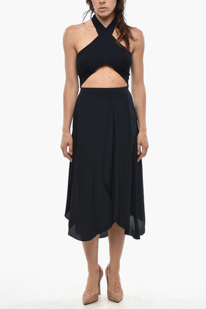 Silk Crepe de Chine Midi Skirt