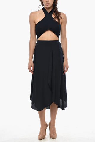 Gonna Midi In Seta Crepe De Chine