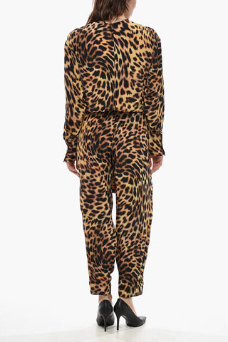 Jumpsuit in Seta Animalier con Dettaglio Annodato