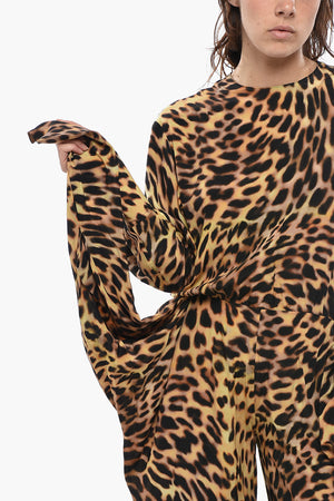 Silk Animal-Print Jumpsuit with Knotted Detail