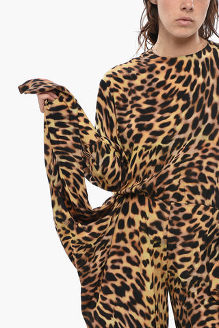 Jumpsuit in Seta Animalier con Dettaglio Annodato
