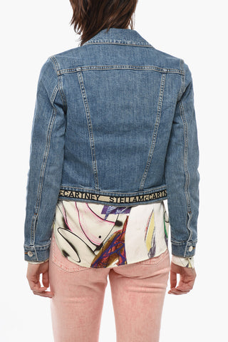 Cropped-Jacke Aus Denim Mit Logostickerei