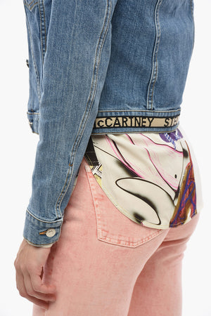 Cropped-Jacke Aus Denim Mit Logostickerei