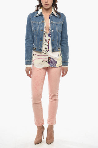 Cropped-Jacke Aus Denim Mit Logostickerei