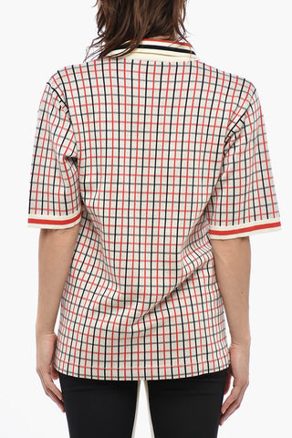Baumwoll-Polo mit 3 Knöpfen und Karomuster