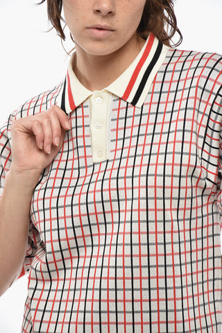 Baumwoll-Polo mit 3 Knöpfen und Karomuster