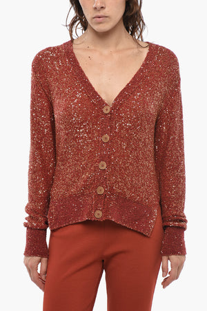 Strickcardigan Mit Pailletten Und Rückseitigem Schlitz