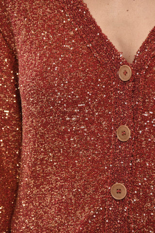 Strickcardigan Mit Pailletten Und Rückseitigem Schlitz