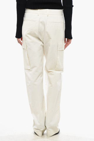 Pantaloni Cargo in Misto Lino con Chiusura a Scomparsa