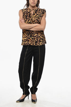 Top in Chiffon di Seta con Motivo Animalier