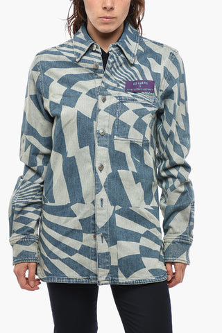 ED CURTIS X STELLA MCCARTNEY Denim Overshirt with Optical Laser Pattern