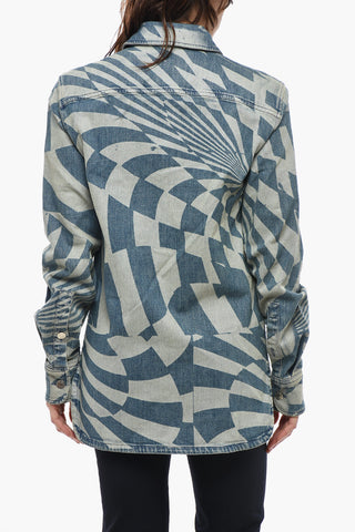 ED CURTIS X STELLA MCCARTNEY Denim Overshirt with Optical Laser Pattern