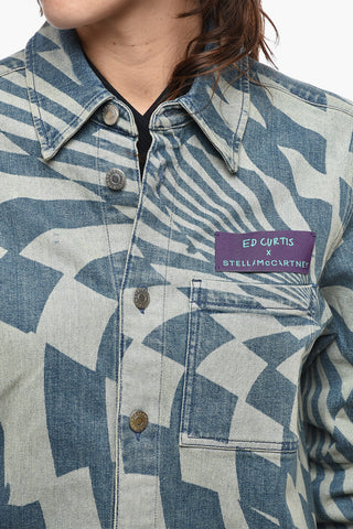 ED CURTIS X STELLA MCCARTNEY Denim Overshirt with Optical Laser Pattern
