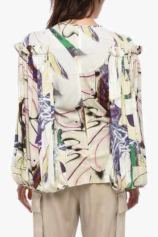 Patterned Top With Billowing Sleeves