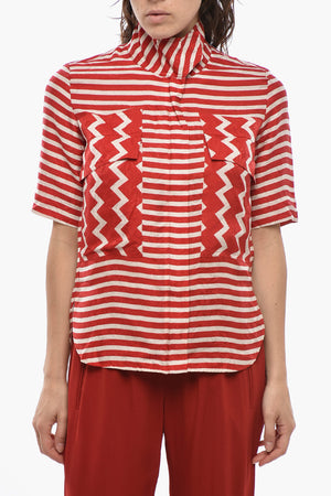 Awning-Striped Blouse LANA with Zip Closure
