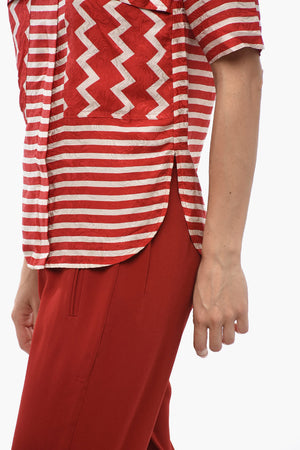 Awning-Striped Blouse LANA with Zip Closure