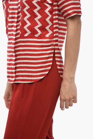 Awning-Striped Blouse LANA with Zip Closure