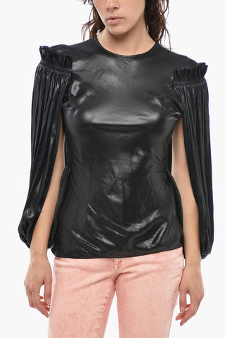 Top With Soft Silhouette And Open Pleated Sleeves