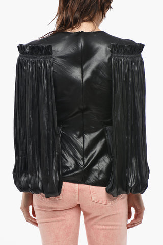 Top With Soft Silhouette And Open Pleated Sleeves