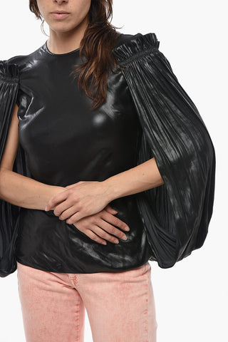 Top With Soft Silhouette And Open Pleated Sleeves