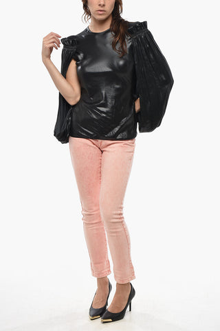 Top With Soft Silhouette And Open Pleated Sleeves