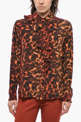 Seidenbluse SAMANTHA mit Animal-Print und Volants
