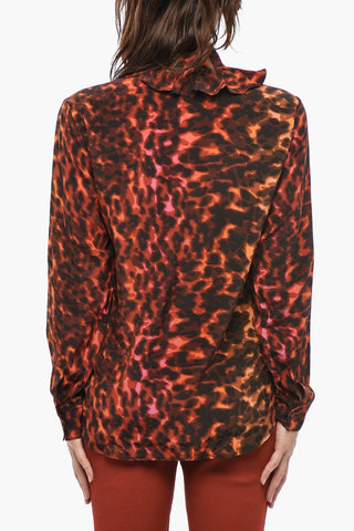 Seidenbluse SAMANTHA mit Animal-Print und Volants