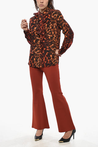 Seidenbluse SAMANTHA mit Animal-Print und Volants