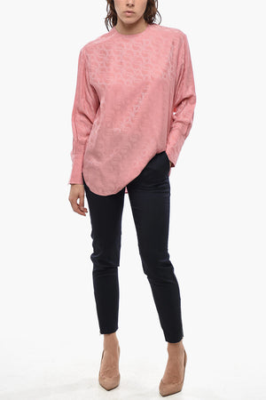 Top Aus Seidenmischung Mit Geometrischem Muster