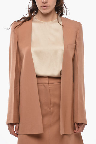 Kragenloser Blazer Aus Wolle Mit Tasche