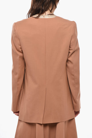 Kragenloser Blazer Aus Wolle Mit Tasche