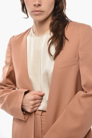 Kragenloser Blazer Aus Wolle Mit Tasche