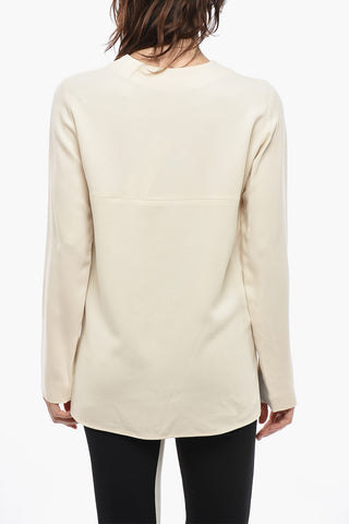 Asymmetric Long-Sleeve Blouse with Front Zip