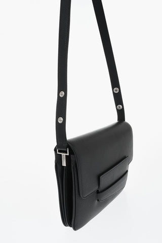 Solid-Color Hammered Leather Shoulder Bag