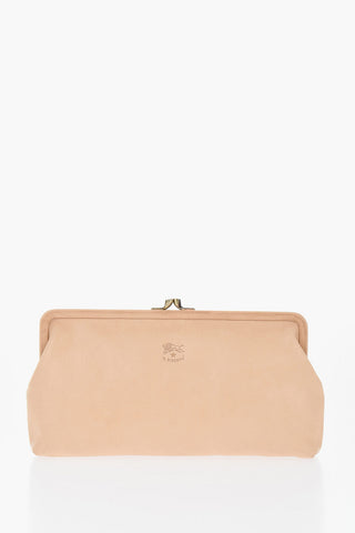 Clutch in Pelle Martellata con Logo Inciso