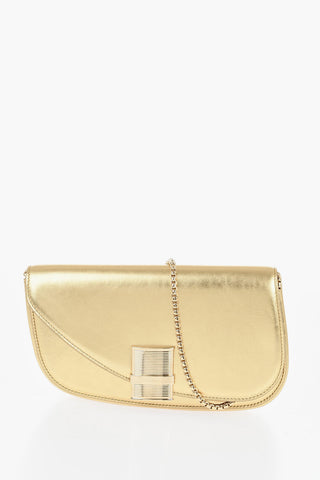 Metallic Leather Shoulder Bag FIAMMA With Chain Strap