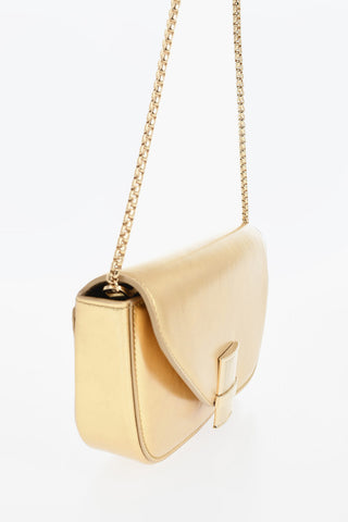 Metallic Leather Shoulder Bag FIAMMA With Chain Strap