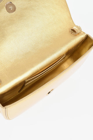 Metallic Leather Shoulder Bag FIAMMA With Chain Strap